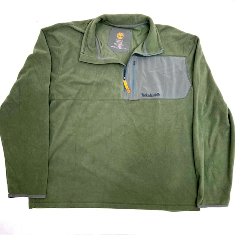 Vintage Timberland  Fleece Sweater Pull Over Zip 1/4  Olive XXL/TTG (31) - Picture 5 of 9